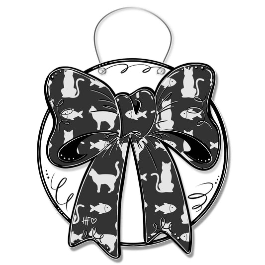 Cat Silhouette Bow Door Hanger