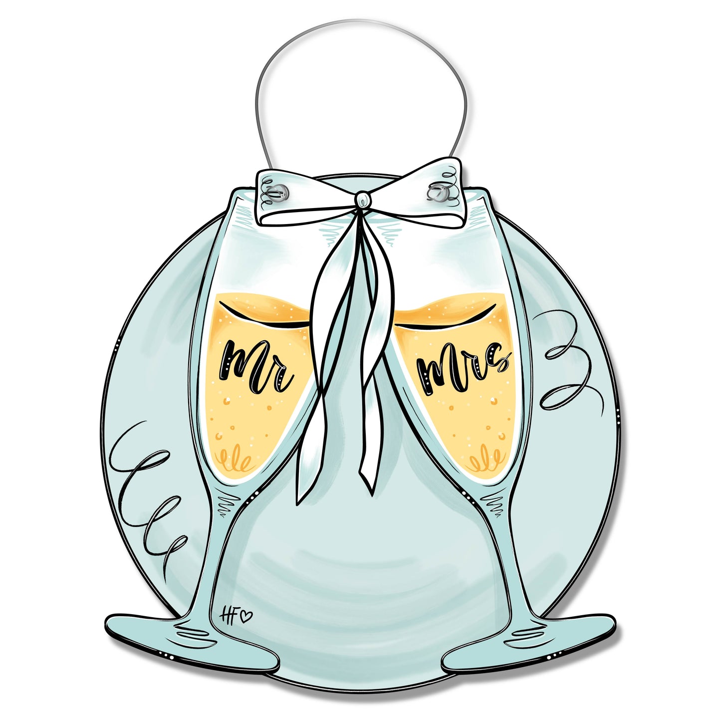 Champagne Glasses Mr. and Mrs. Door Hanger