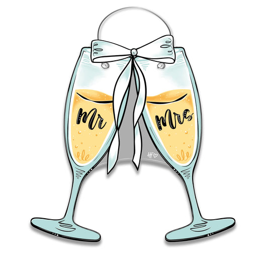 Champagne Glasses Mr. and Mrs. Door Hanger