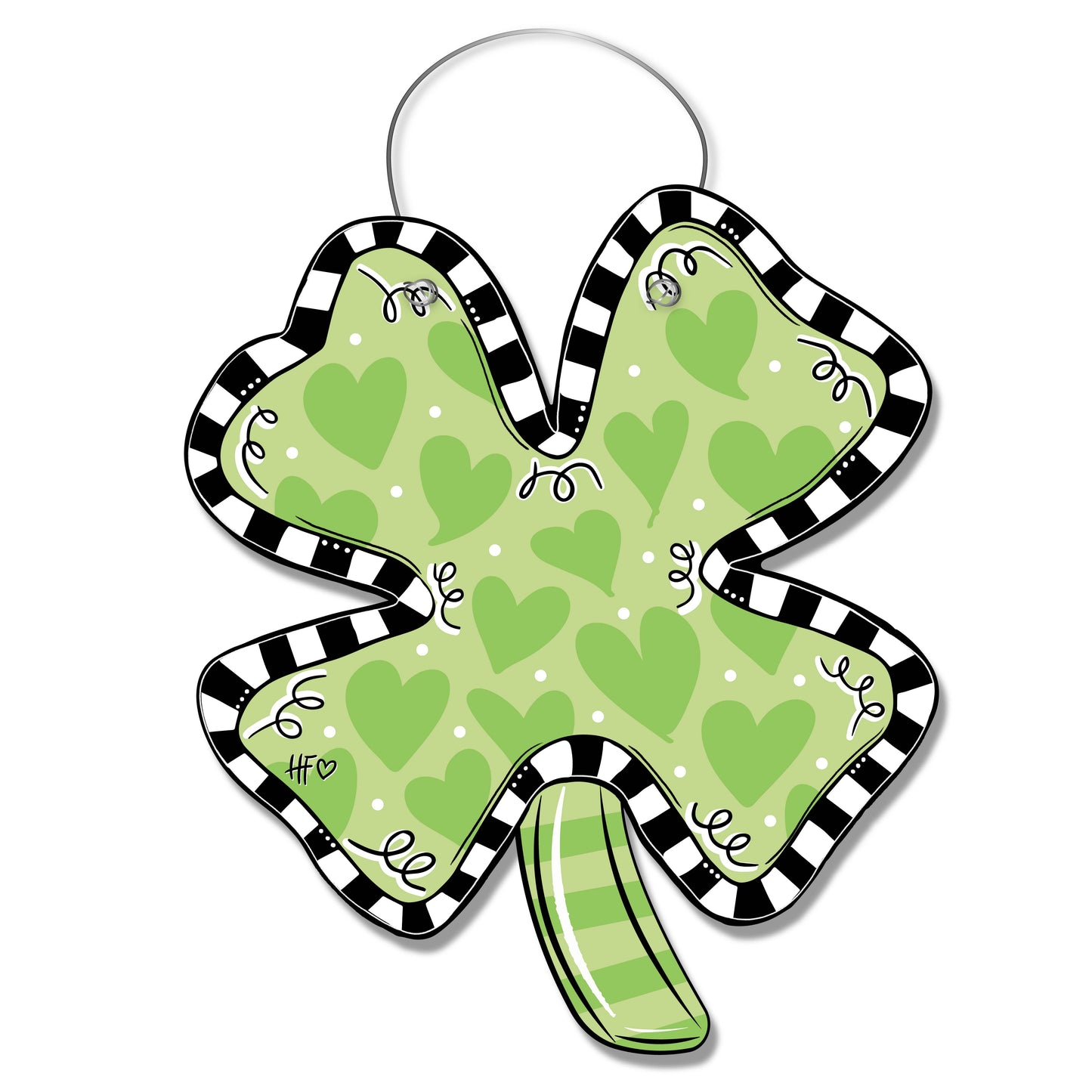 Checkerboard 4 Leaf Clover Door Hanger
