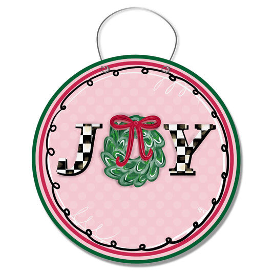 Checkerboard Christmas JOY Door Hanger