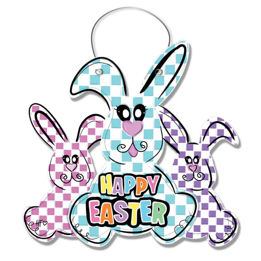 Happy Easter Checkerboard Door Hanger