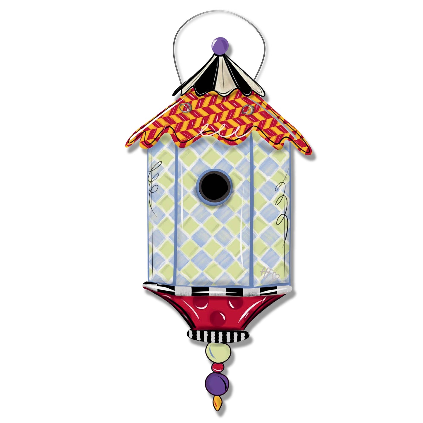 Checkered Charm Birdhouse Door Hanger