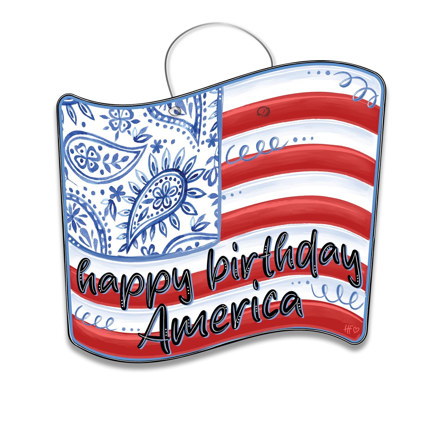 Chinoiserie American Flag Door Hanger