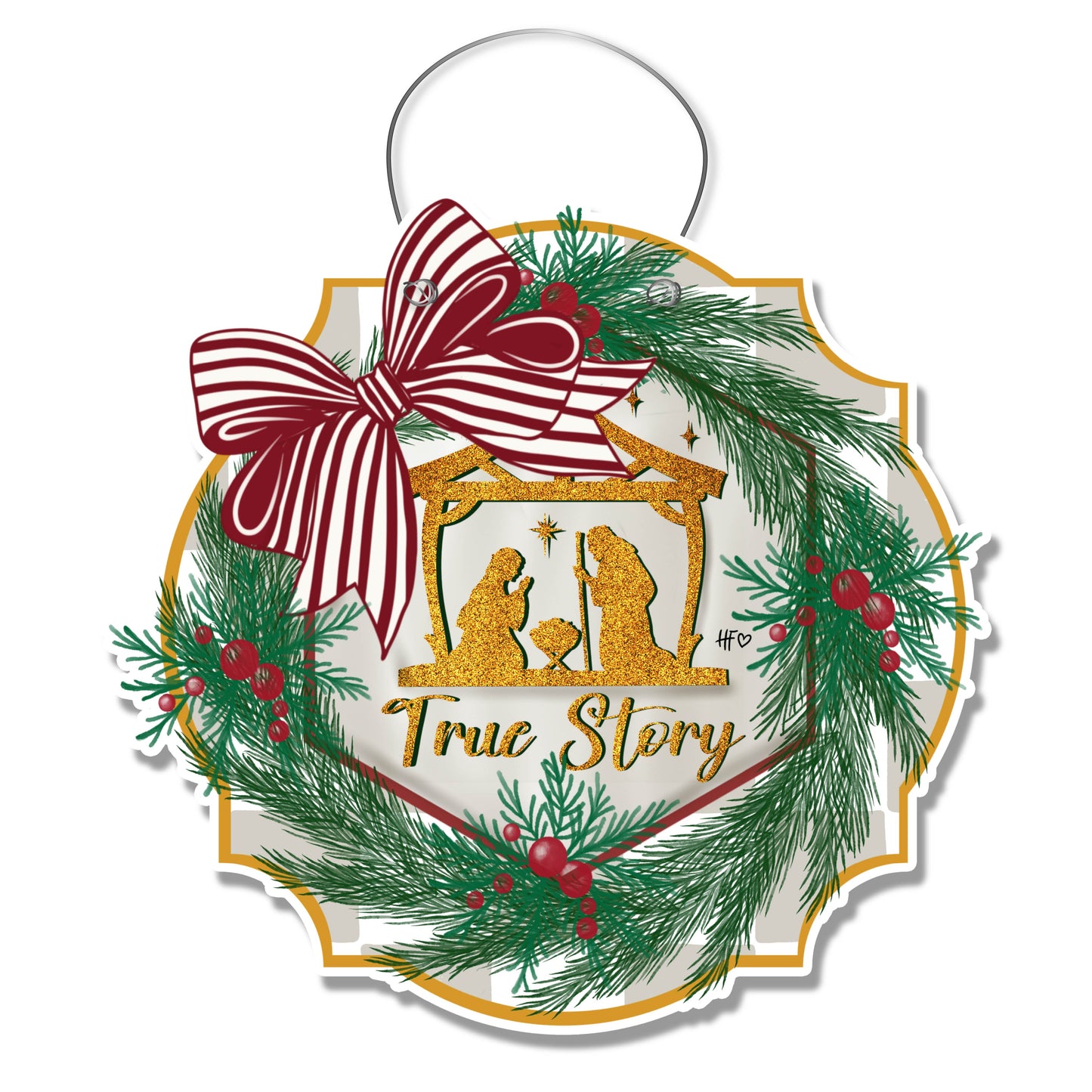 Christmas True Story Wreath Door Hanger