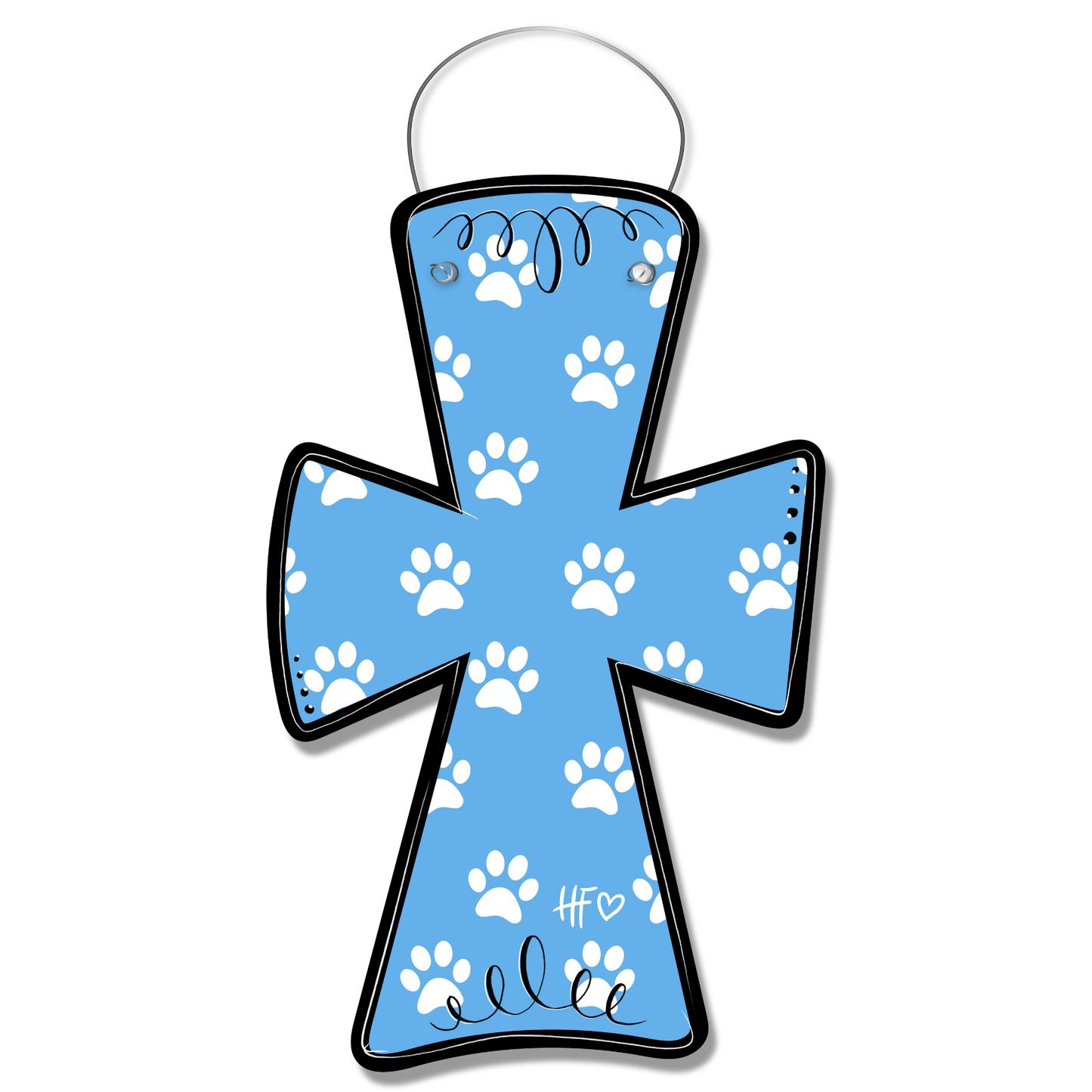 Cross Pawprints Door Hanger