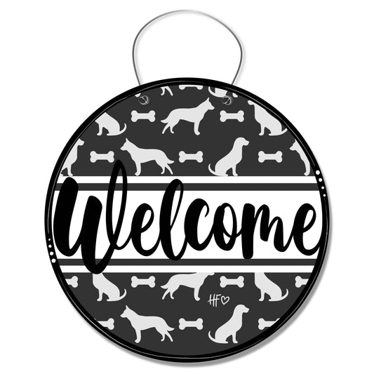 Dog Silhouette Welcome Board Door Hanger