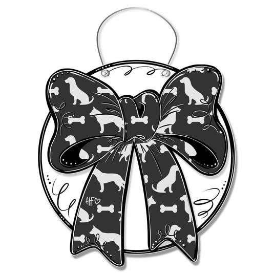 Dog Silhouette Bow Door Hanger