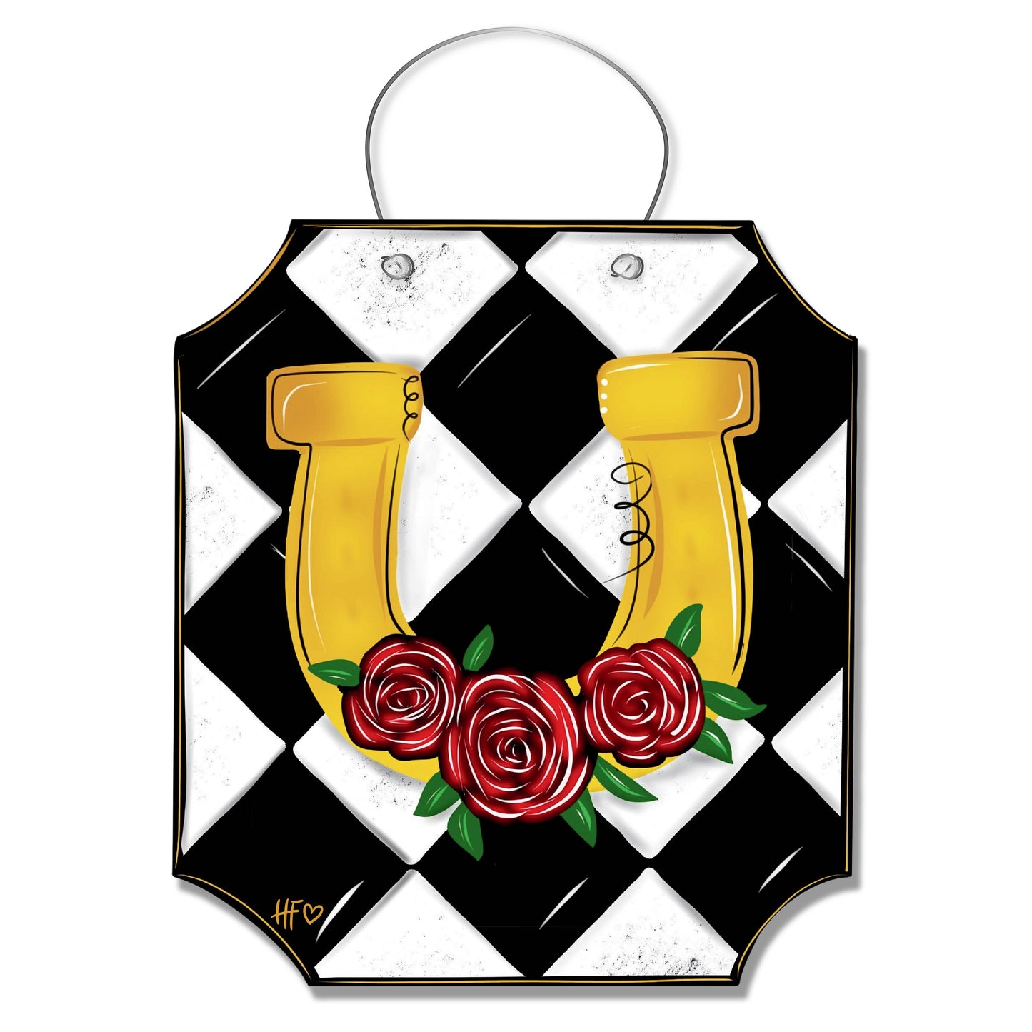 Derby Day Golden Horseshoe Door Hanger