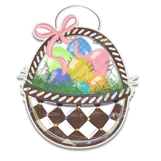 Easter Basket Checkerboard Door Hanger