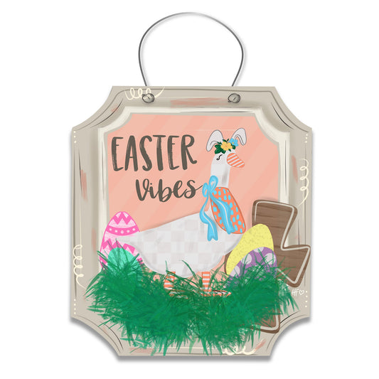 Easter Vibes Bunny Goose Door Hanger