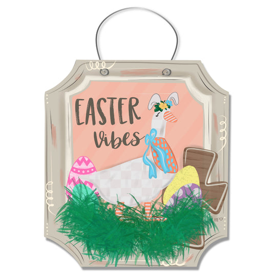 Easter Vibes Bunny Goose Door Hanger
