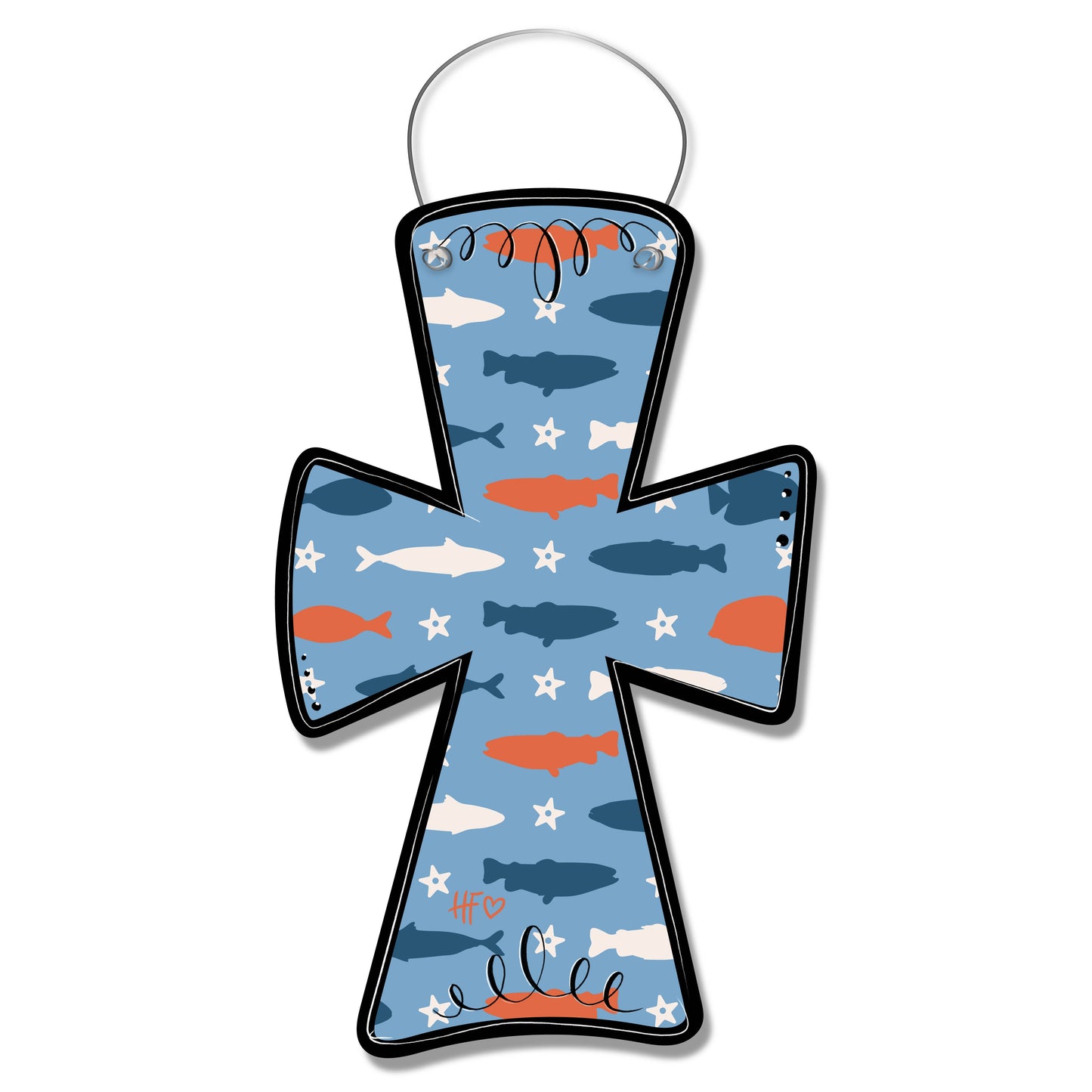 Fishing Pattern Cross Door Hanger