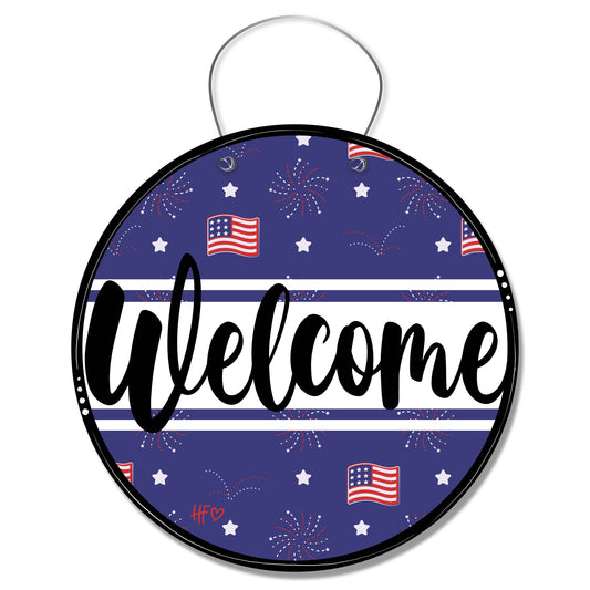 Patriotic Welcome Board Door Hanger