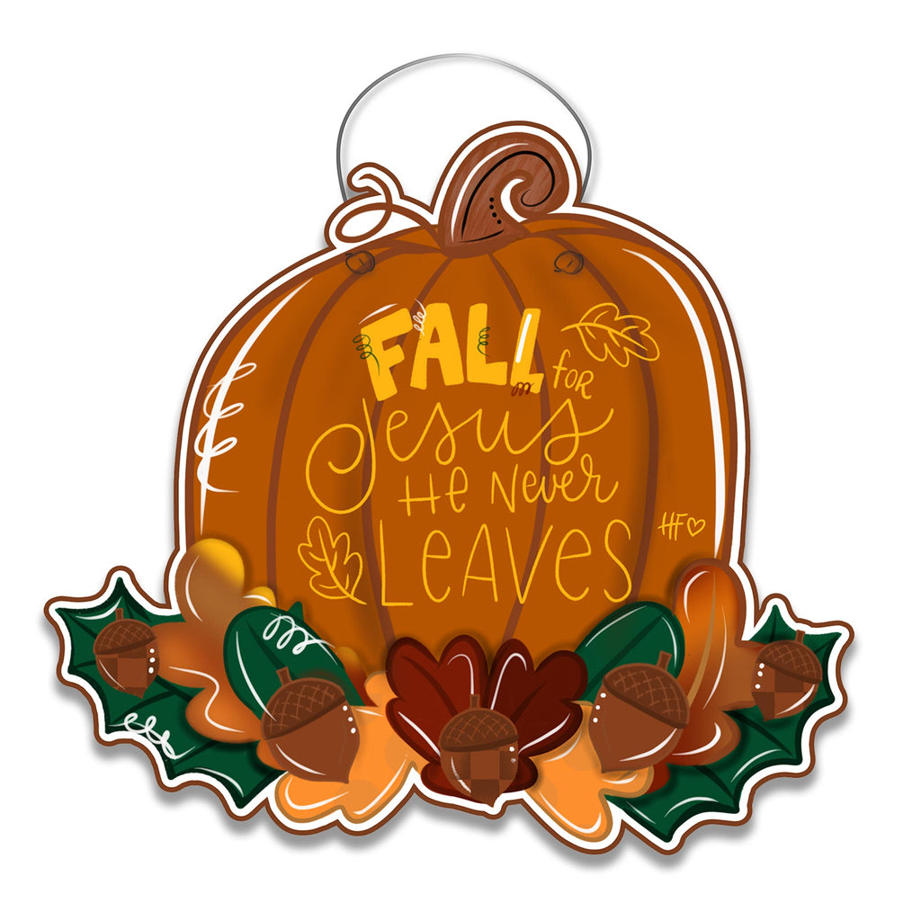 Fall For Jesus Thanksgiving Pumpkin Door Hanger