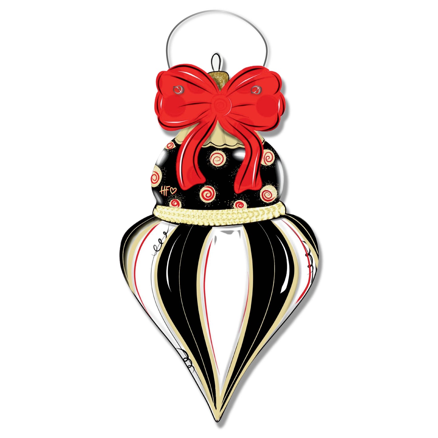 Fancy Black & Gold Christmas Door Hanger