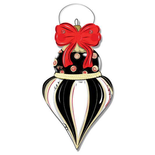 Fancy Black & Gold Christmas Door Hanger