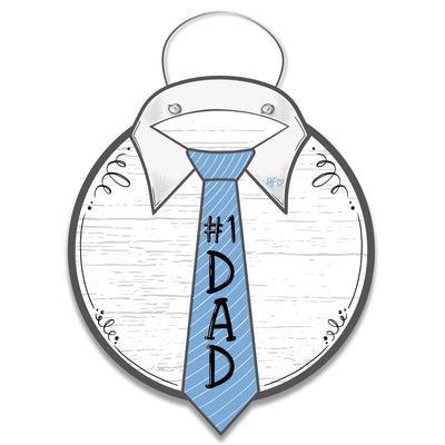 Fathers Day #1 Dad Blue Tie Door Hanger