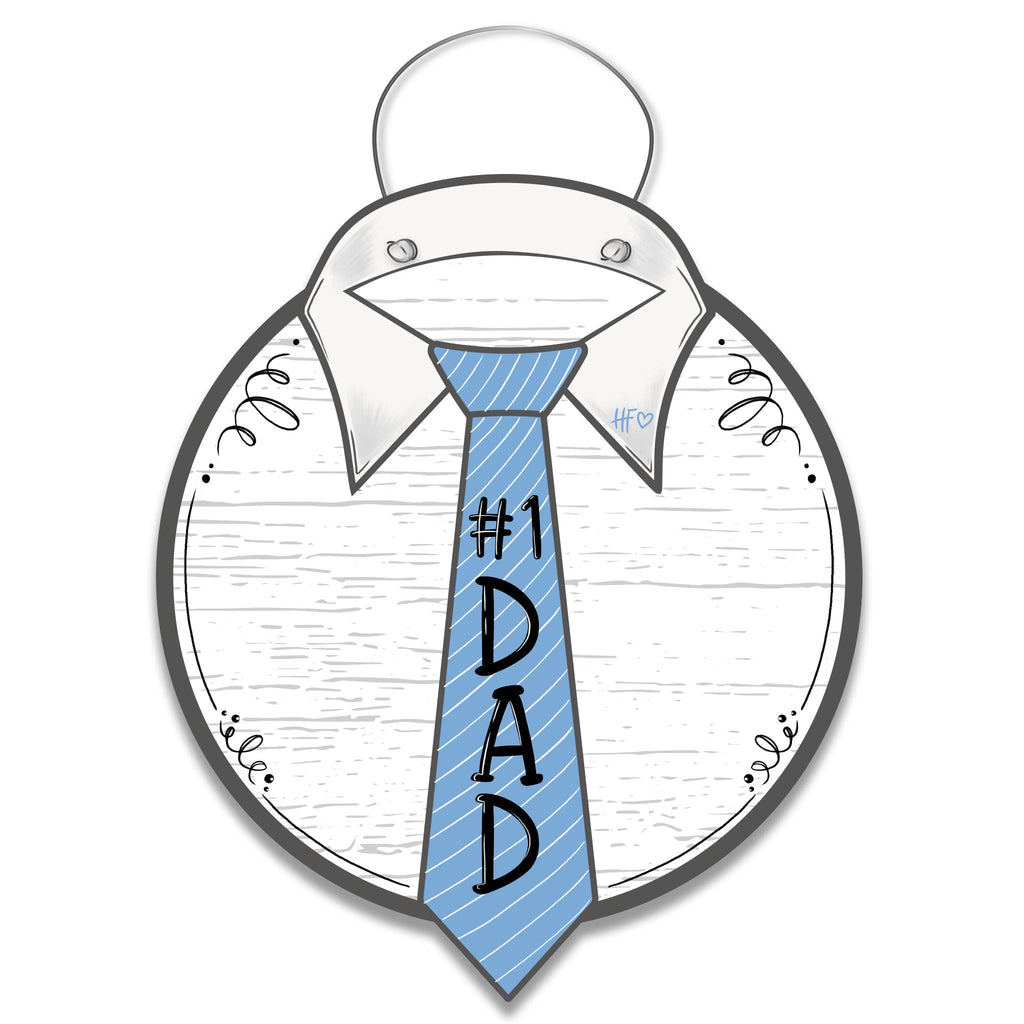 Fathers Day #1 Dad Blue Tie Door Hanger