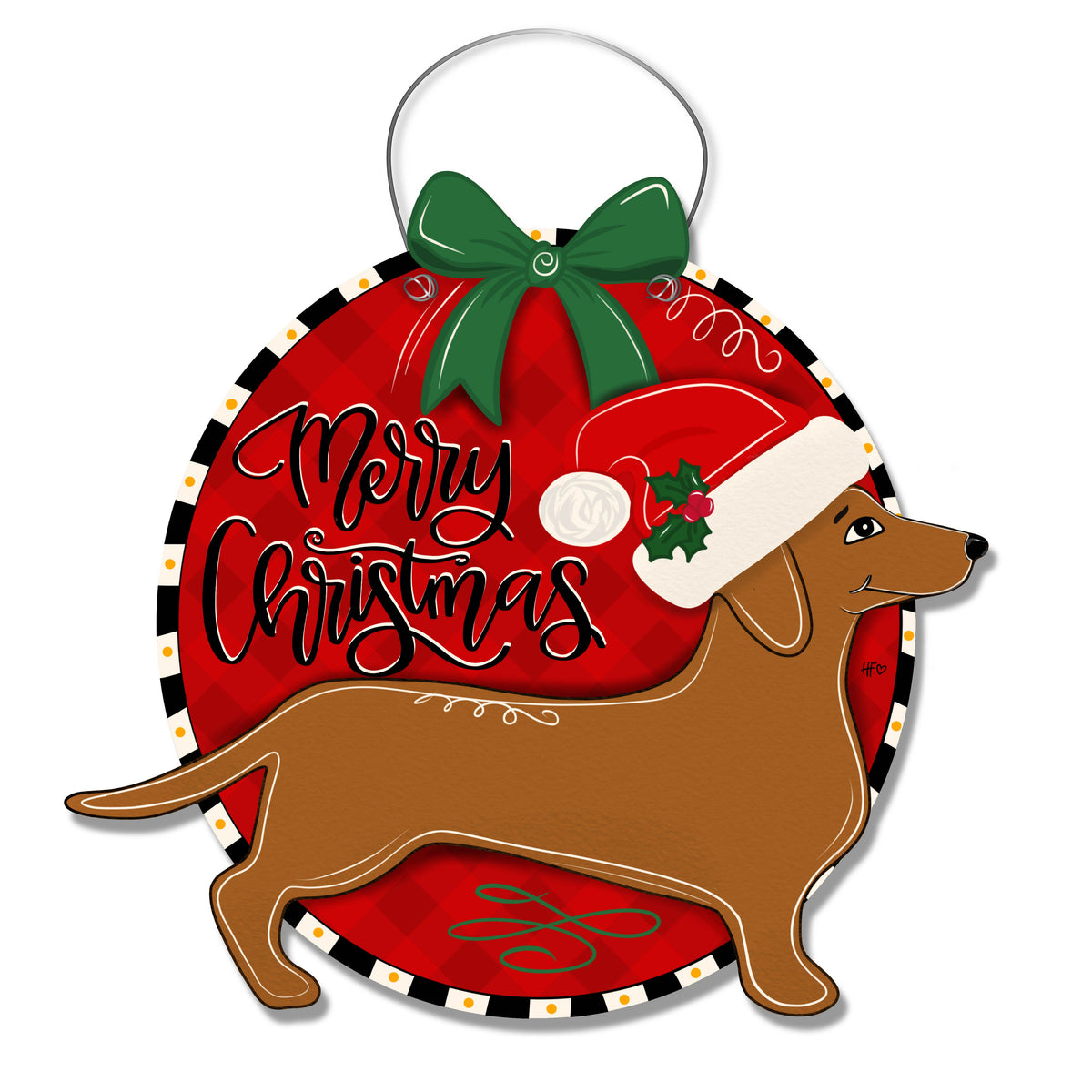 Festive Dachshund Door Hanger