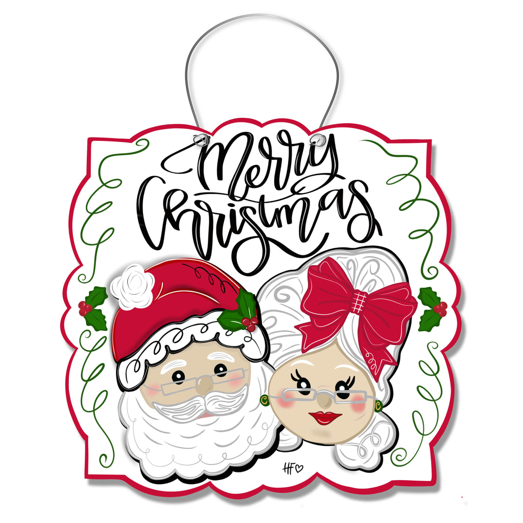 Festive Couple Christmas Door Hanger