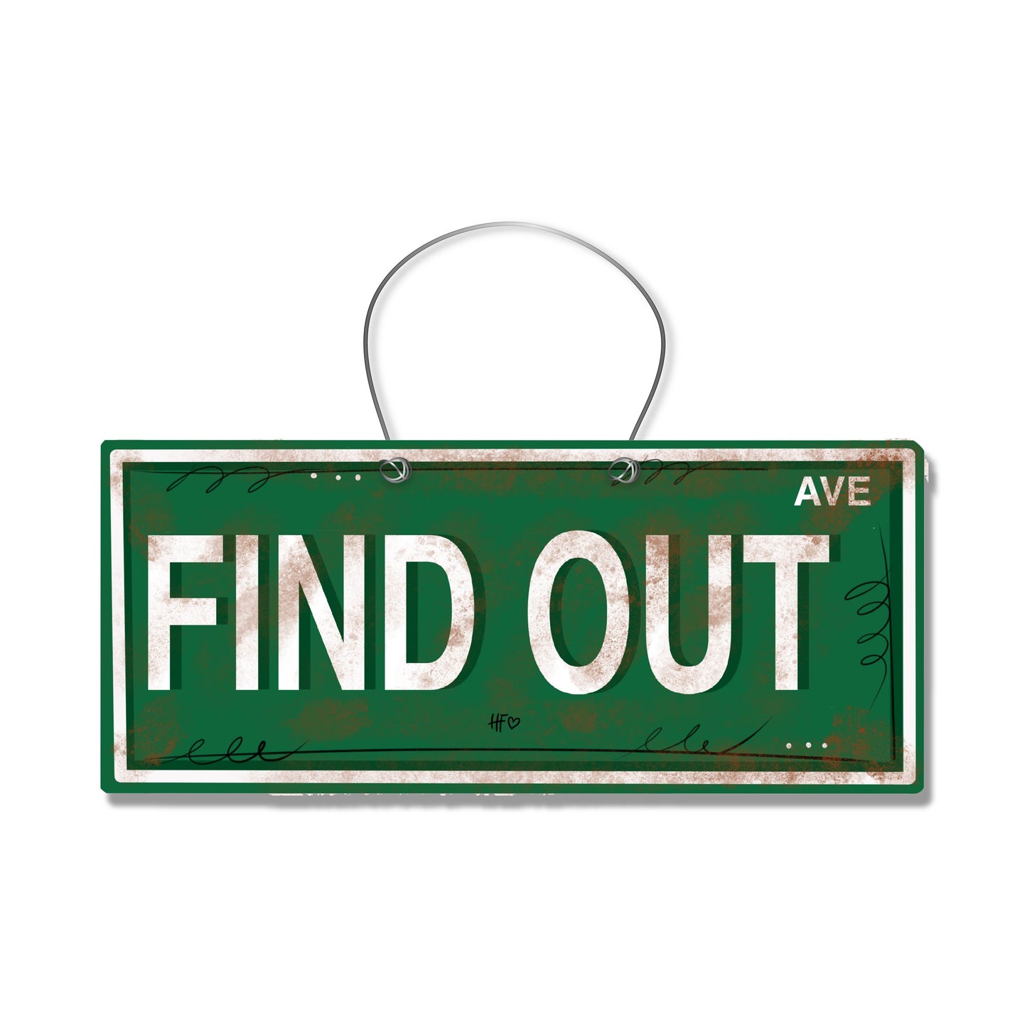 Find Out Avenue Street Sign Door Hanger