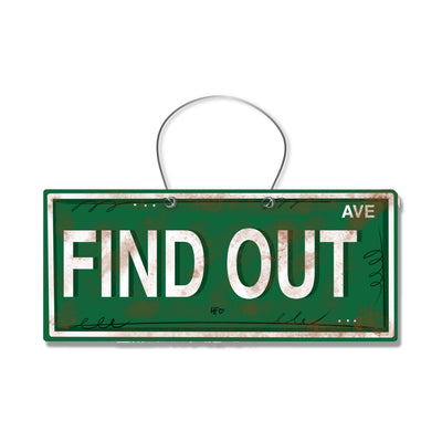 Find Out Avenue Street Sign Door Hanger