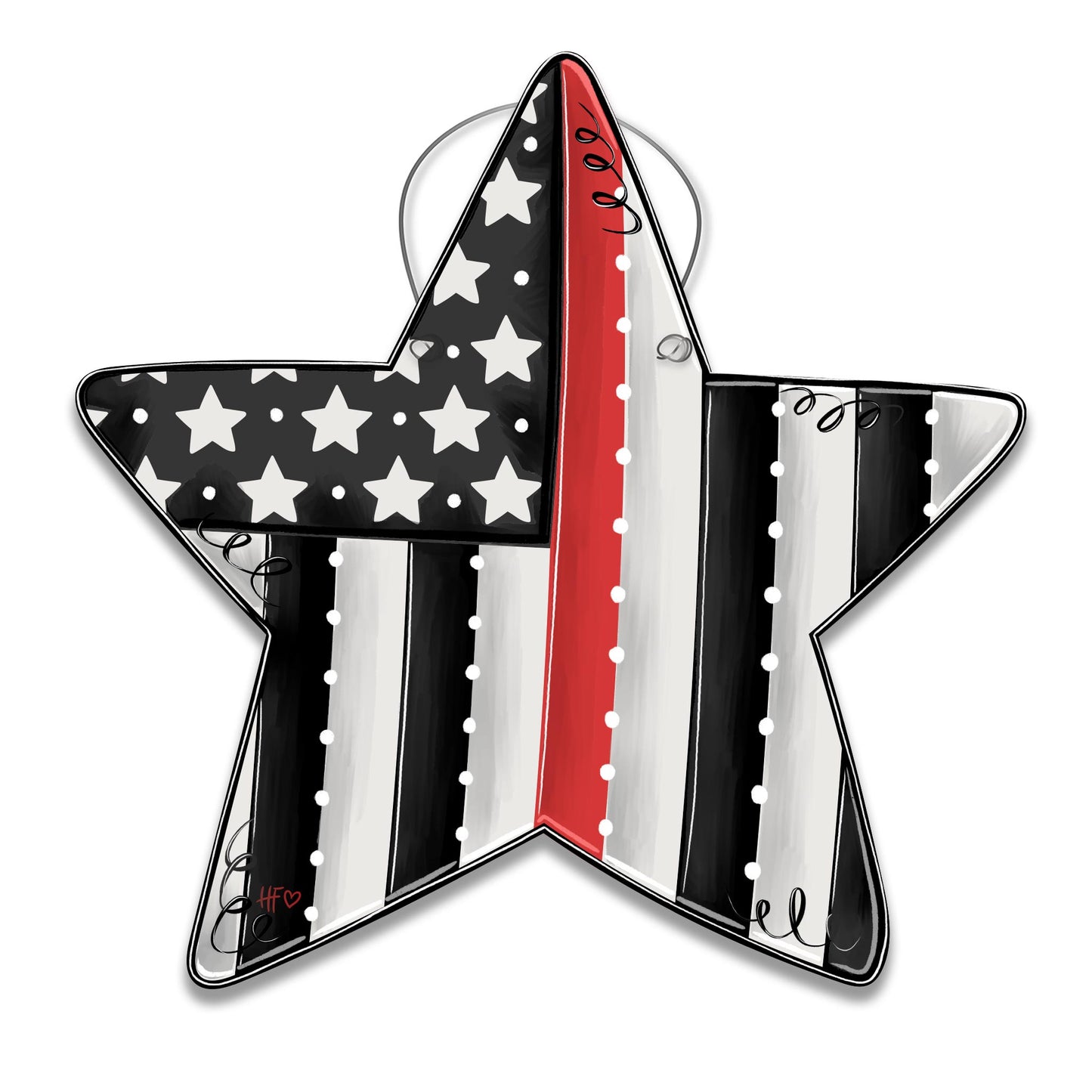 Firefighter Flag Star Door Hanger