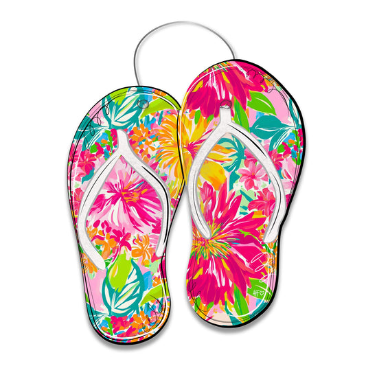 Tropical Flowers Flip Flops Door Hanger