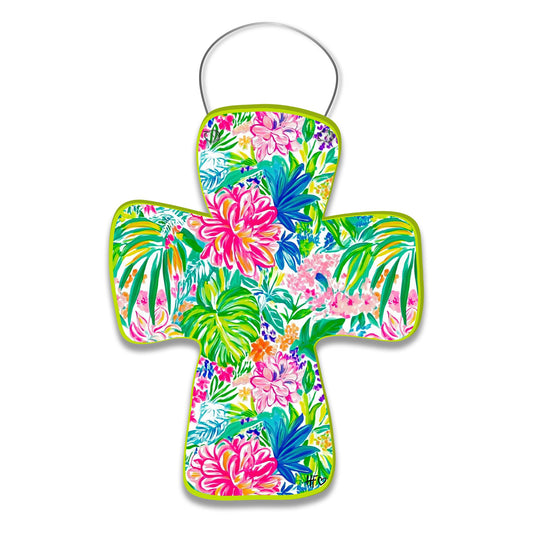Island Garden Floral Pattern Cross Door Hanger