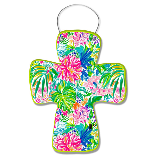 Island Garden Floral Pattern Cross Door Hanger