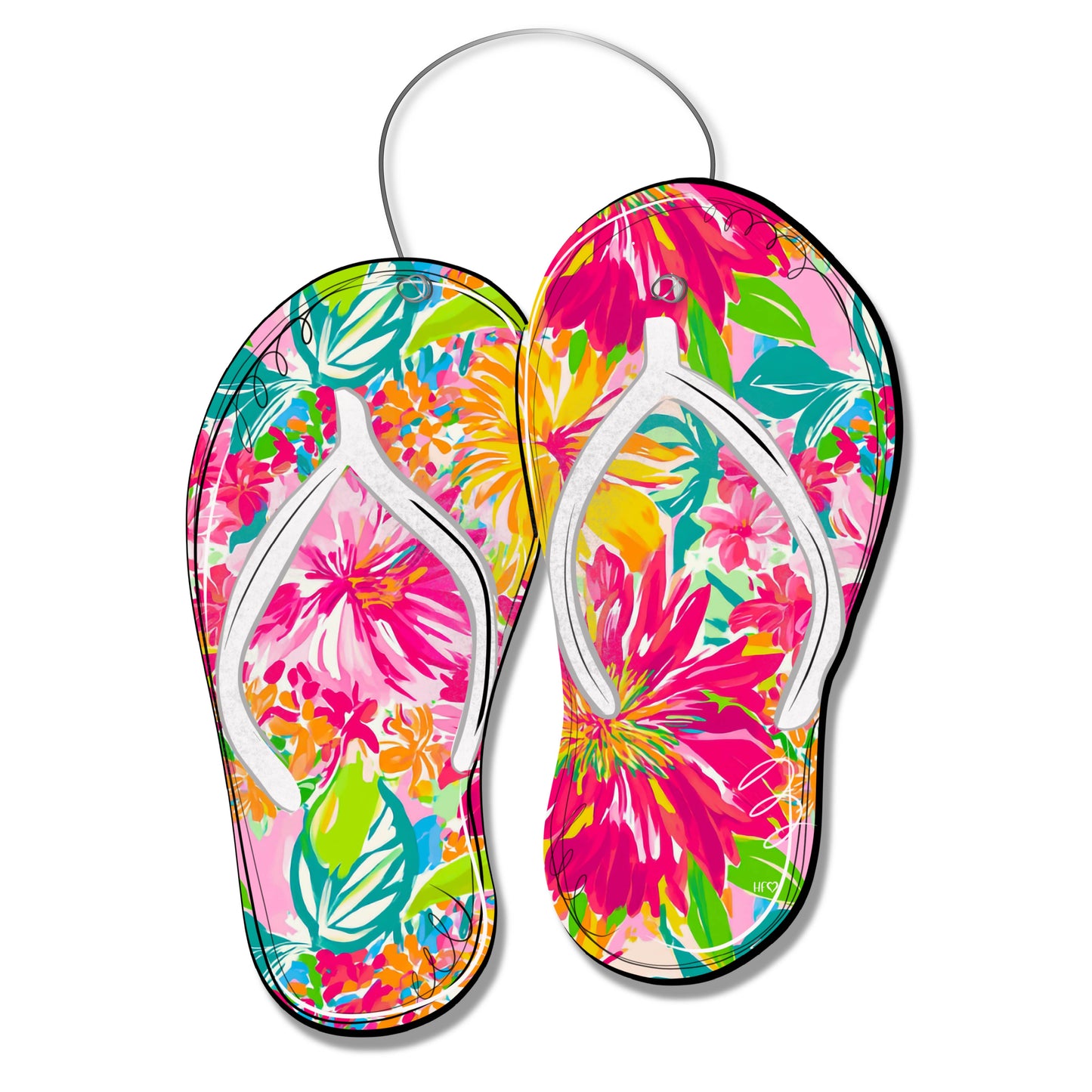 Tropical Flowers Flip Flops Door Hanger