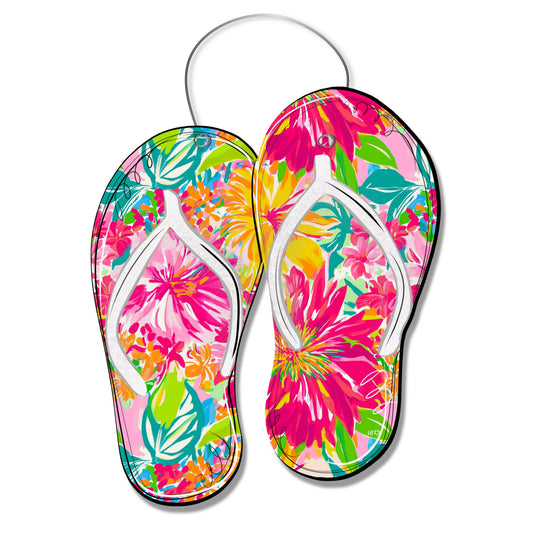 Tropical Flowers Flip Flops Door Hanger