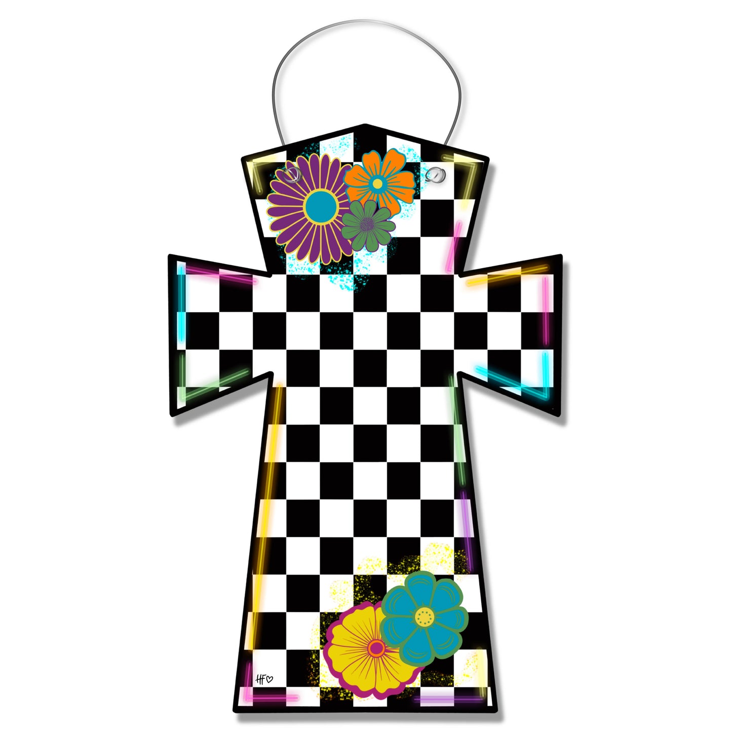 Funky Flower Cross Door Hanger