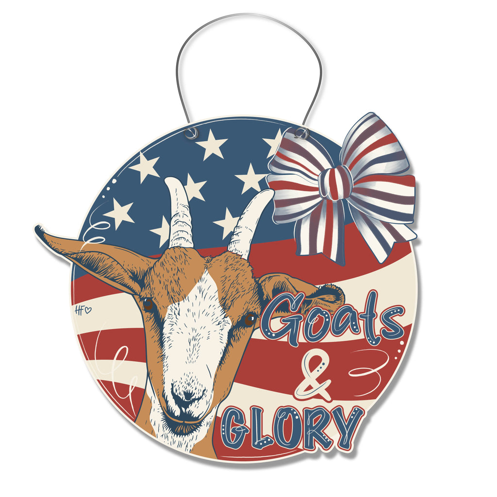 Goats and Glory Patriotic Door Hanger