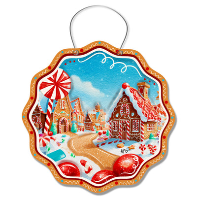 Gingerbread Village Christmas Door Hanger