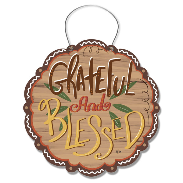 Grateful and Blessed Fall Door Hanger
