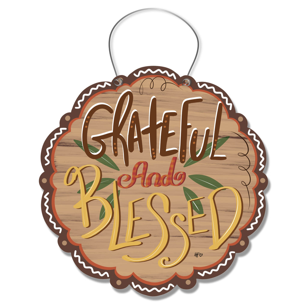 Grateful and Blessed Fall Door Hanger
