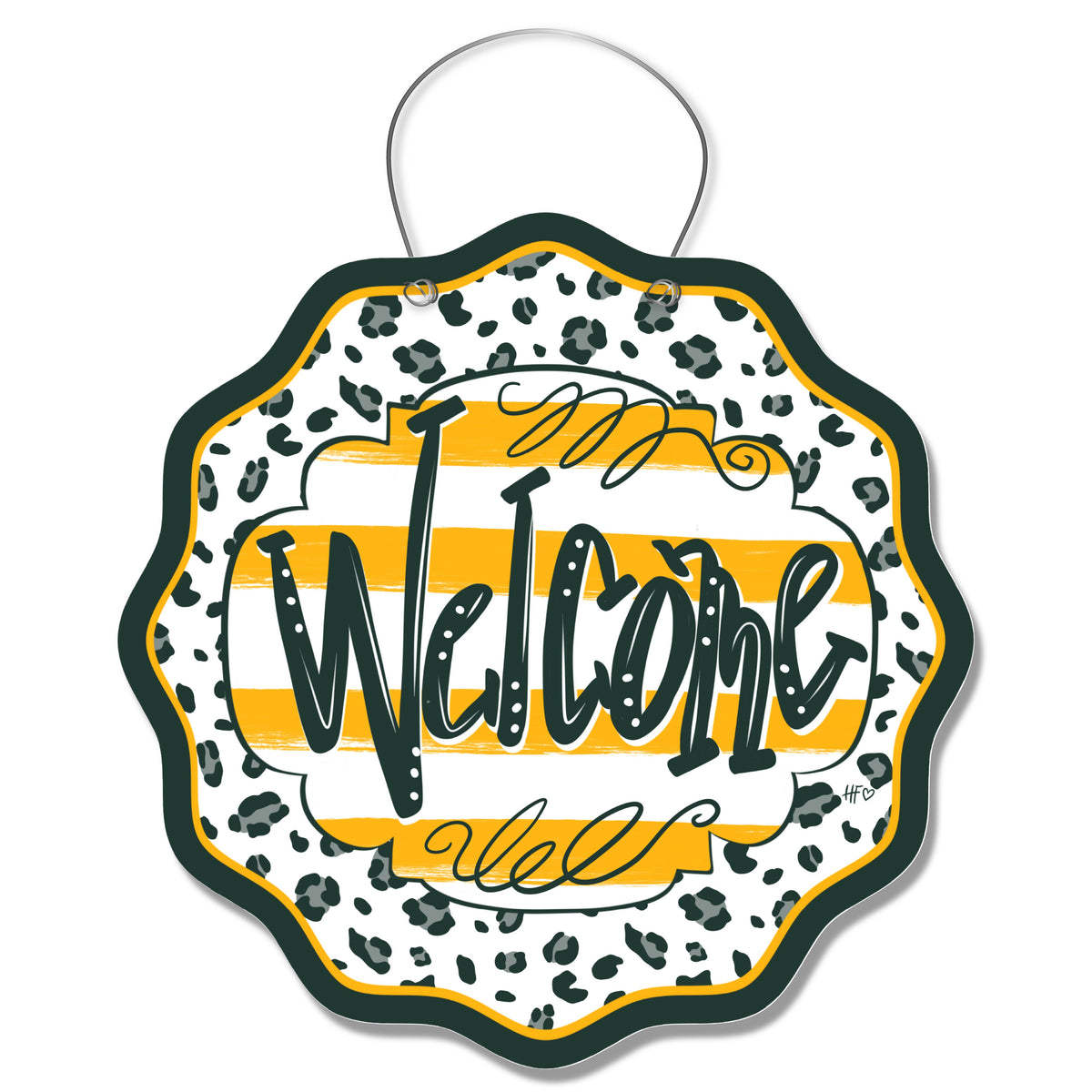 Green Bay Leopard Welcome Door Hanger