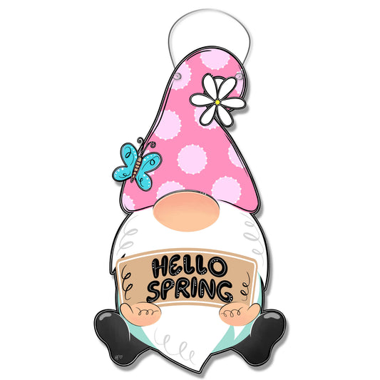 Hello Spring Gnome Door Hanger