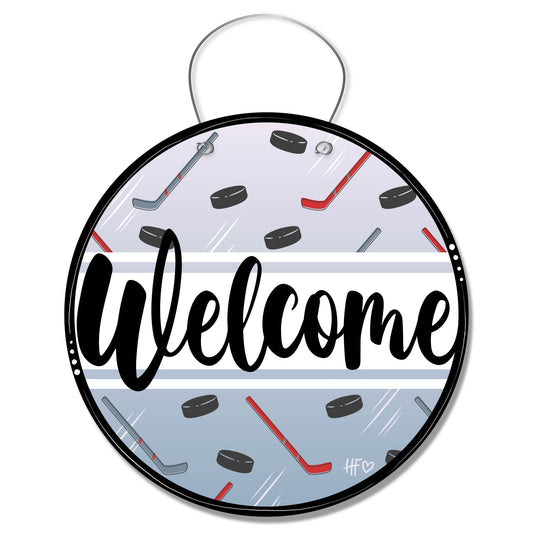 Hockey Pattern Welcome Board Door Hanger