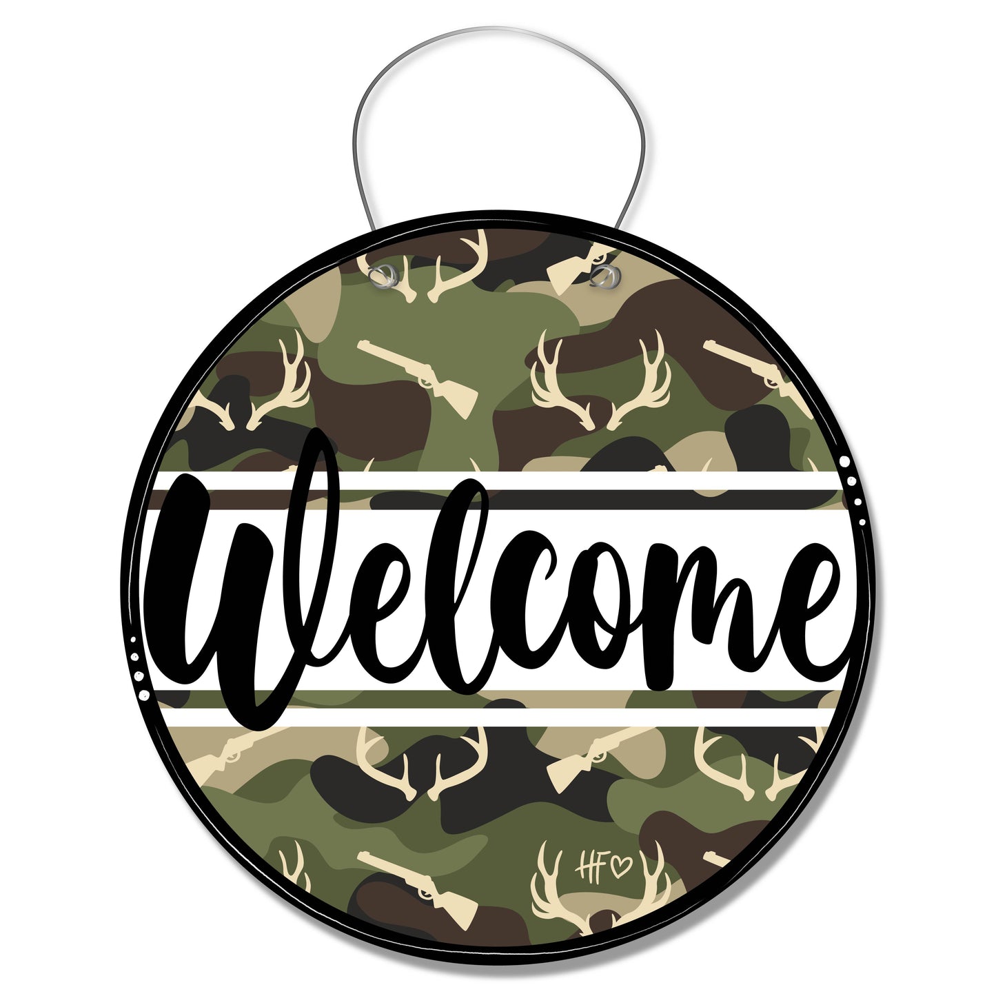 Big Buck Camo Welcome Door Hanger