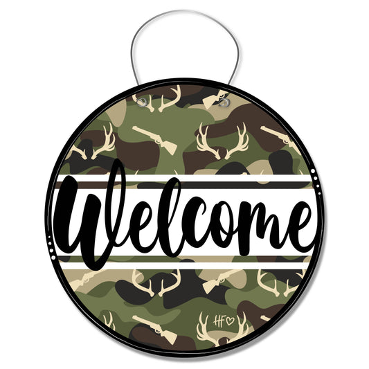 Big Buck Camo Welcome Door Hanger