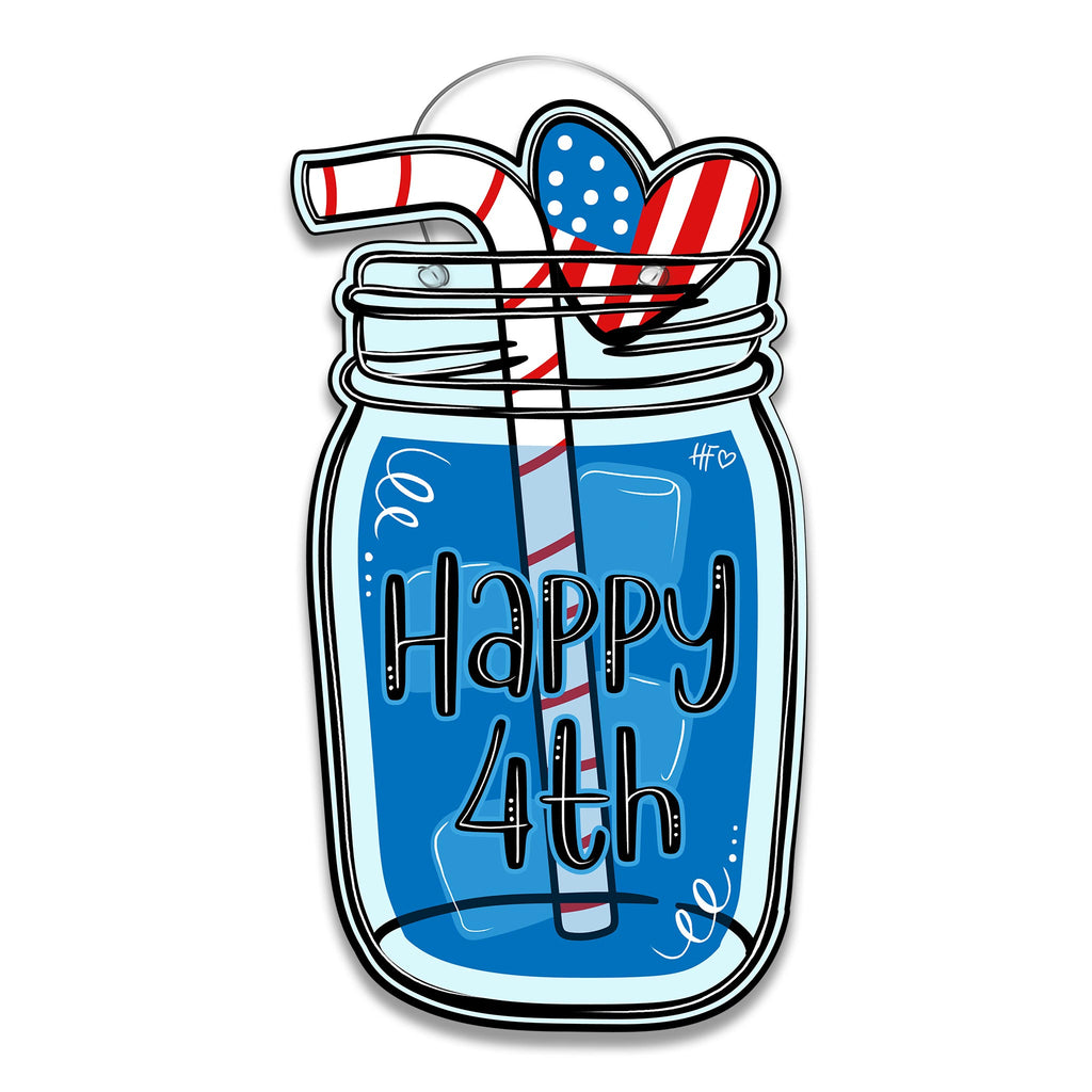 Happy 4th Mason Jar Door Hanger