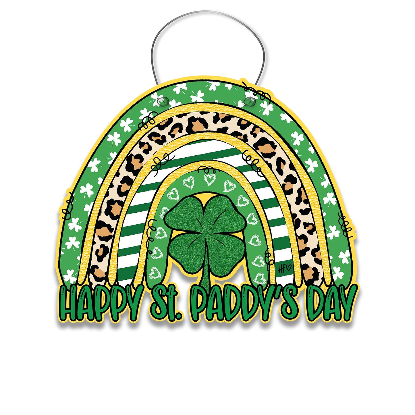 Happy St. Patrick's Day Gold Rainbow Door Hanger