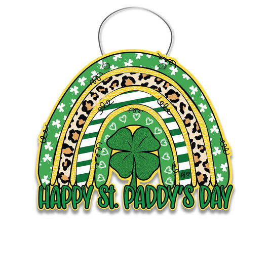Happy St. Patrick's Day Gold Rainbow Door Hanger