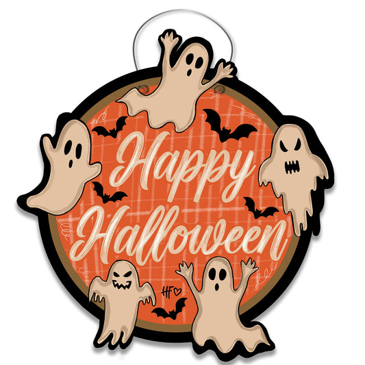 Happy Halloween 5 Ghosts Door Hanger