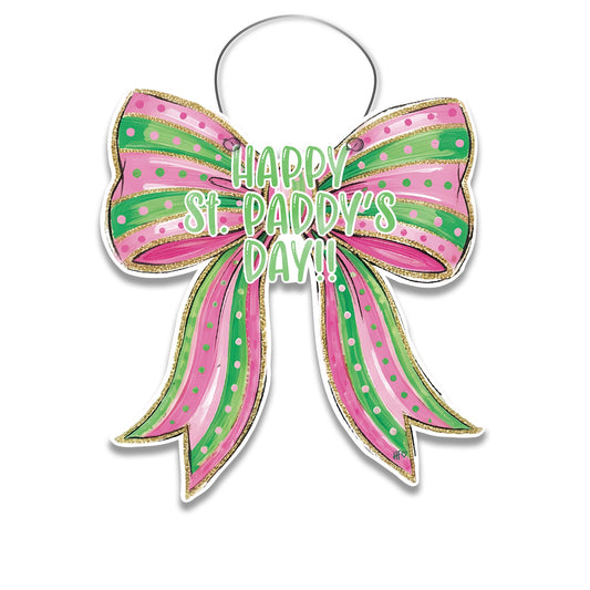 St. Patrick's Day Pink/Green Bow Door Hanger