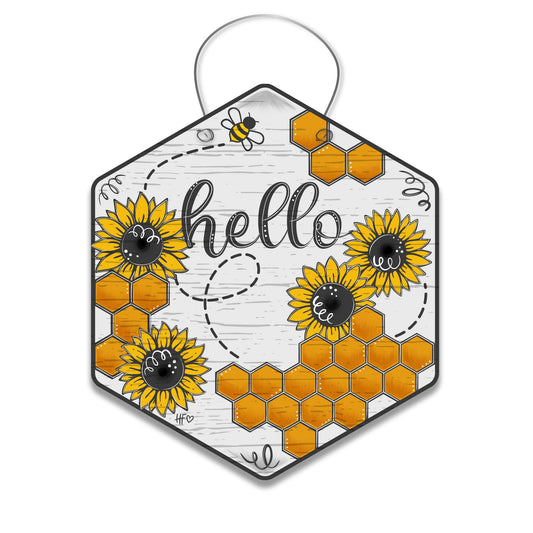 Sunflower Honeycomb Hello Door Hanger