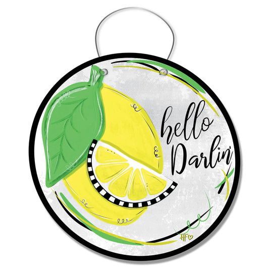Hello Darlin Cheerful Lemon Door Hanger